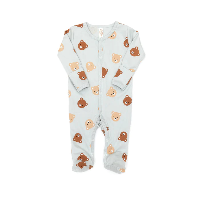 Pima zip footie-Lt Blue bear