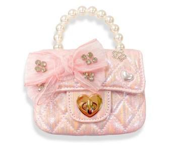Pink Bow Shiny Quilt Purse