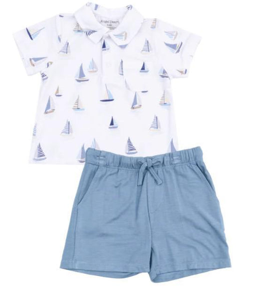 Sailboats Blue Polo Shirt & Shorts