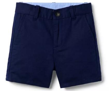 Navy Linen-Cotton Shorts