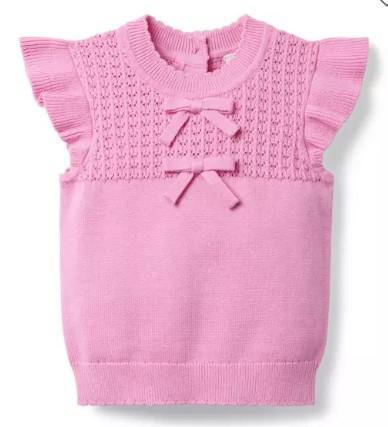 Pointelle Bow Sweater Top