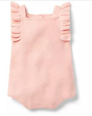 Peach Pointelle Ruffle Romper