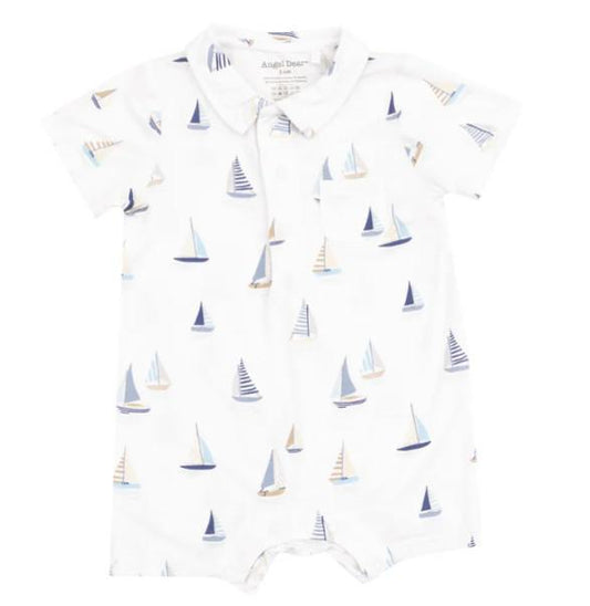 Sailboats Blue Polo Shortie