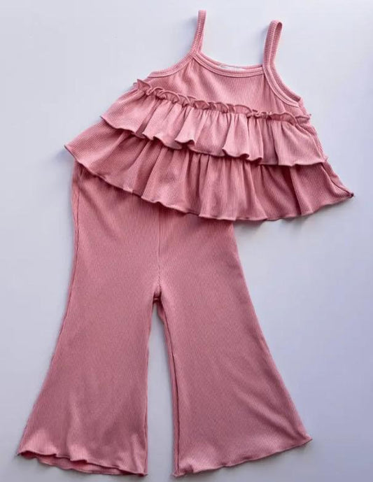 Pink Presley Ruffle Tank 2PC Set