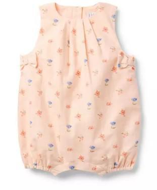 Peach Floral Bow Romper