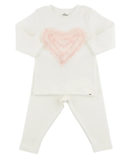 Ruffle Heart Pink/Silver Set