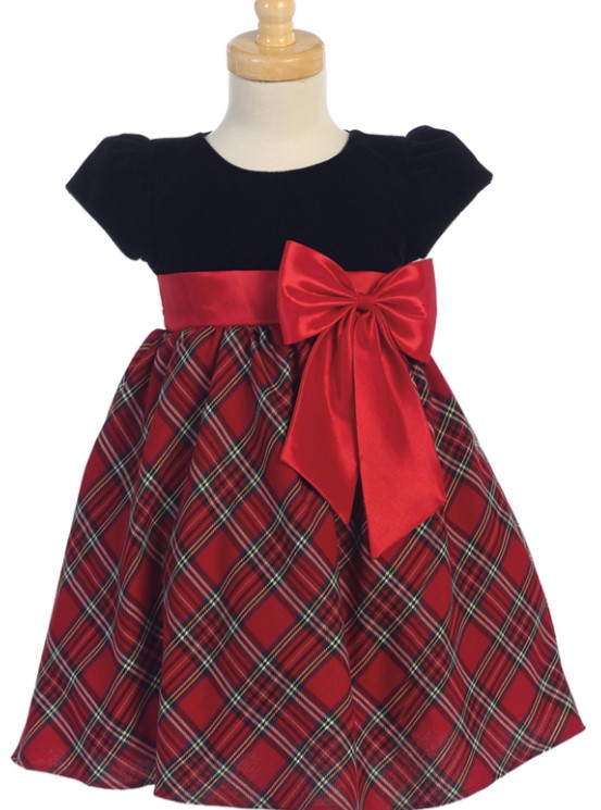 Black Velvet Plaid Holiday Dress