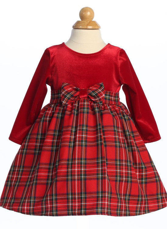 Red Velvet Plaid Holiday Dress