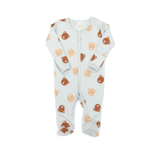 Pima zip footie-Lt Blue bear